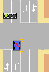 交差点右折で真っ直ぐ待つA-3 ペーパードライバー運転初心者に役立つ運転の豆知識